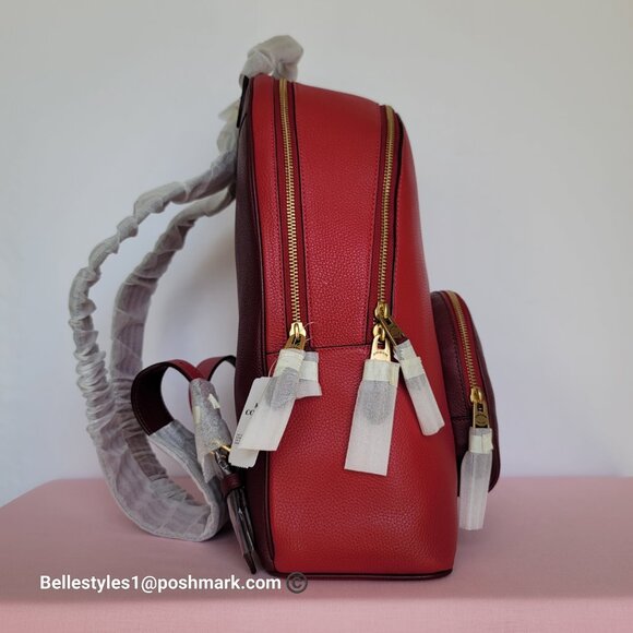 COACH Colorblocked Polished Pebble Leather Carrie Backpack -Red Apple Multi⭐ main image 4